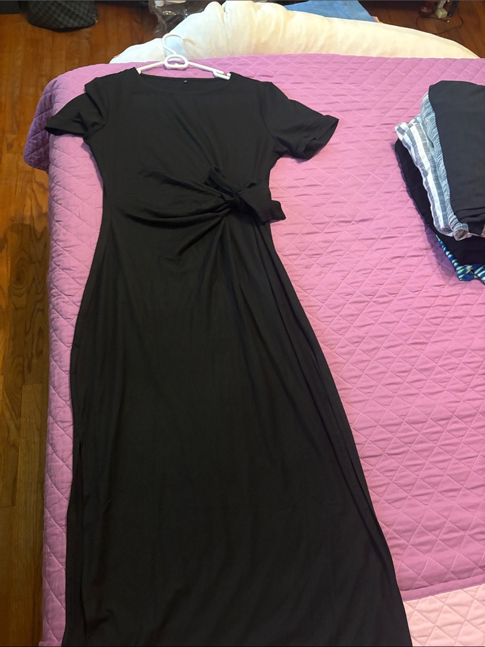 Classic Black Knot-Front Maxi Dress